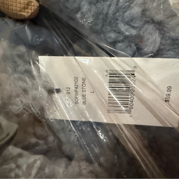 Saks Fifth Avenue Faux Shearling Teddy Jacket Blue Stone NWT L - Picture 4 of 8